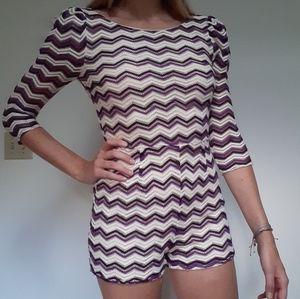 Ark & Co White and Purple Romper, S